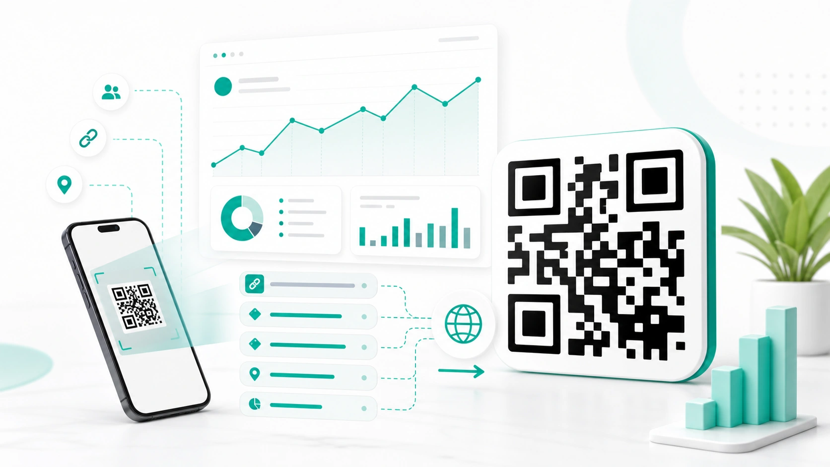 QR code with analytics dashboard and tracking symbols